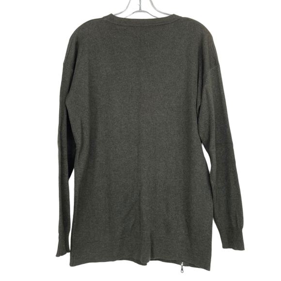 Cullen Green Cotton Modal Sweater Zipper Detail Sz M - Picture 5 of 6